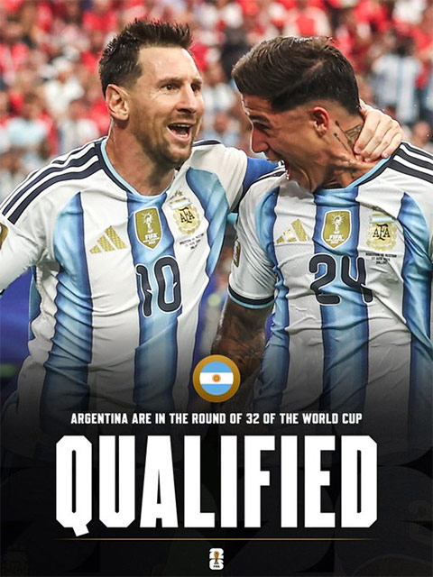Argentina giành vé vào vòng 1/16 sớm một lượt trận
