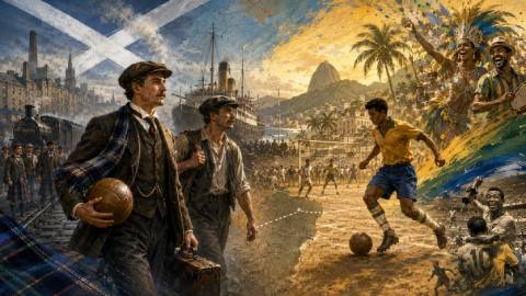 Người Scotland có công đưa bóng đá đến với Brazil (ảnh do AI tạo)