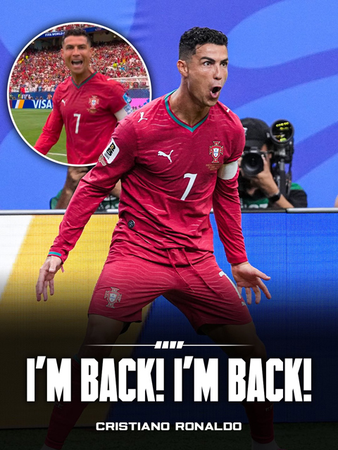 Ronaldo lập cú đúp ở trận gặp Uzbekistan và liên lục hô "I'm back" khi ghi bàn - Ảnh: Fabrizio Romano
