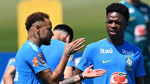 Neymar cùng đàn em Vini trong buổi tập gần nhất