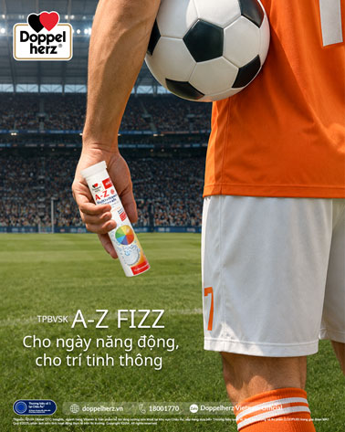 TPBVSK Doppelherz A-Z Fizz cung cấp bộ 21 vitamin và khoáng chất dạng sủi, giúp cơ thể phục hồi năng lượng một cách nhanh chóng nhất  (Ảnh: thương hiệu Doppelherz)