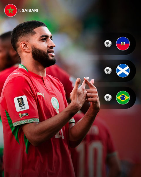 Saibari ghi 3 bàn trong 3 trận liên tiếp tại vòng bảng World Cup 2026 - Ảnh: @VibesFoot