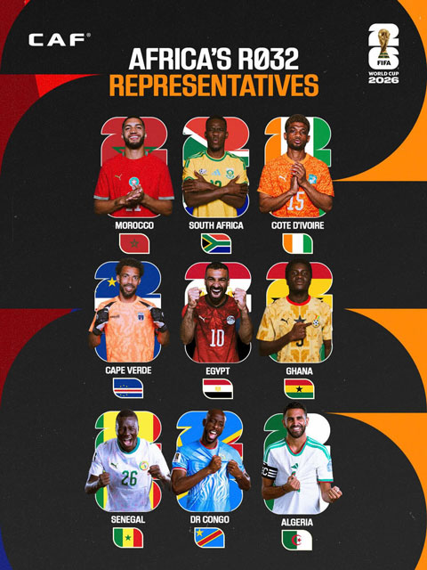 World Cup 2026 chứng kiến cột mốc lịch sử khi châu Phi có tới 9 đại diện qua vòng bảng - Ảnh: caf_online