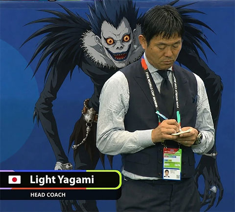 Người Nhật gọi HLV Hajime Moriyasu là Light Yagami, nhân vật chính của manga Death Note