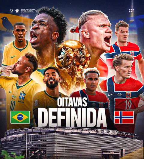 Haaland và các đồng đội sẽ đối đầu Brazil tại vòng 1/8 - Ảnh: @falador10960616