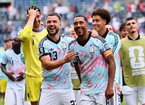 Niềm vui của tuyển Bỉ sau khi giành vé vào vòng 1/8 World Cup 2026