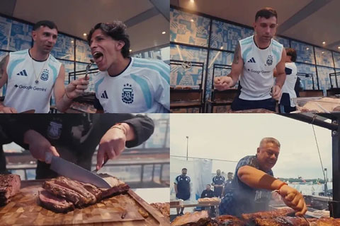 Dàn tuyển thủ Argentina hào hứng với bữa tiệc nướng