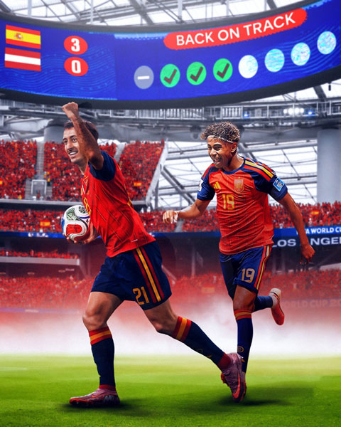 Tây Ban Nha dễ dàng đánh bại Áo với tỷ số 3-0 để giành quyền vào vòng 1/8 - Ảnh: @brfootball