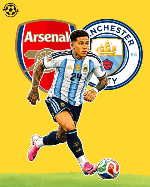 Cả Arsenal và Man City cùng theo đuổi Enzo - Ảnh: @DeadlineDayLive