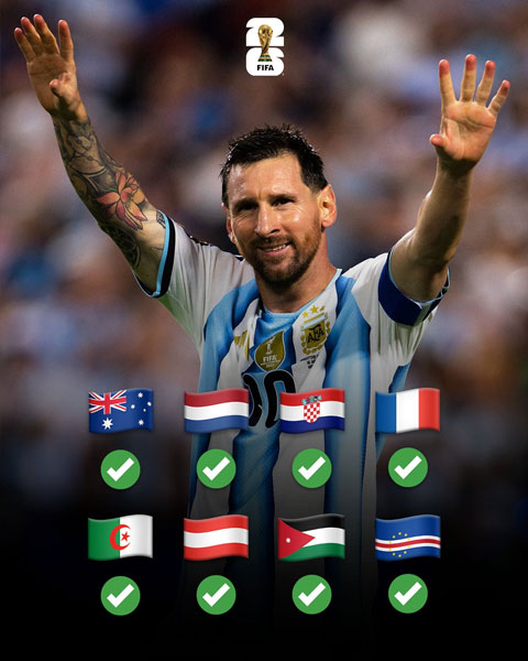 Messi đã ghi bàn tại 8 trận đấu tại World Cup liên tiếp - Ảnh: @MLS