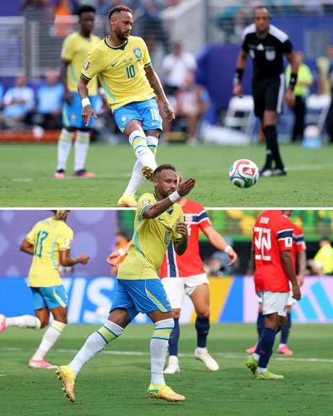 Pha đá penalty thành công ở phút 90+10 trận gặp Na Uy có lẽ là dấu ấn cuối cùng của Neymar trong màu áo ĐT Brazil - Ảnh: ESPN