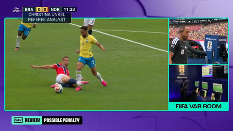 Tình huống VAR kiểm tra quả penalty của Brazil