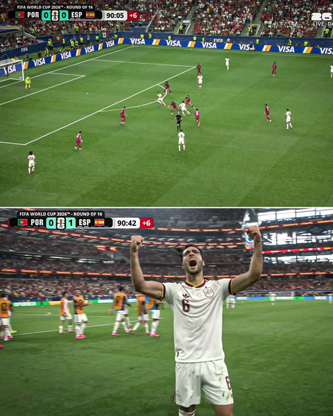 Torres có pha đá phạt nhanh cực thông minh để Merino ghi bàn duy nhất của trận đấu - Ảnh: ESPN