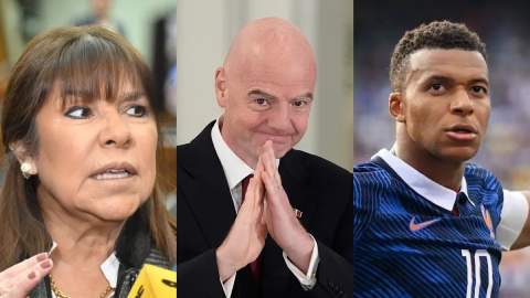 Chủ tịch FIFA (giữa) chỉ trích phát ngôn của thượng nghị sĩ Celeste Amarilla nhắm vào Mbappe