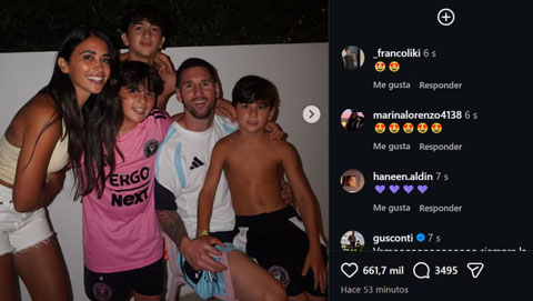 Hình ảnh đoàn tụ được Antonela Roccuzzo chia sẻ