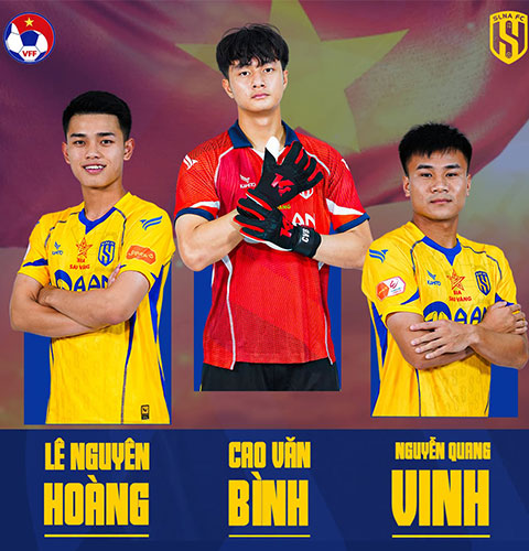 Bộ 3 của SLNA: Lê Nguyên Hoàng, Nguyễn Quang Vinh và Cao Văn Bình là những cái tên đầu tiên nằm trong danh sách của U23 Việt Nam - Ảnh: SLNA