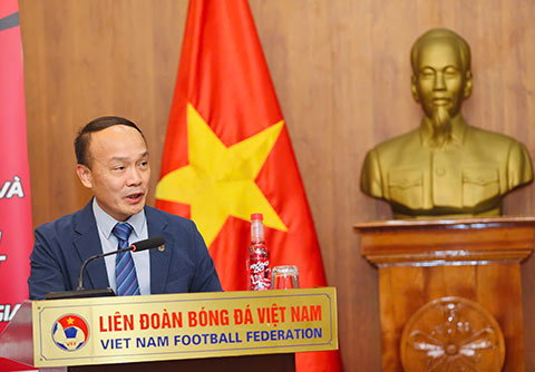 Tổng Thư ký VFF Nguyễn Văn Pú kỳ vọng VCK U17 Quốc gia - Cúp Rồng Đỏ 2026 sẽ phát hiện thêm nhiều tài năng cho bóng đá Việt Nam. Ảnh: Đức Cường