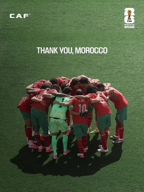 LĐBĐ châu Phi (CAF) gửi lời tri ân tới ĐT Morocco - Ảnh: CAF