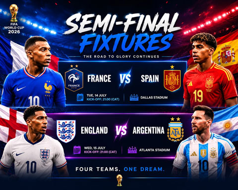 Hai cặp bán kết của World Cup 2026 đã được xác định - Ảnh: @olowolafe_89920