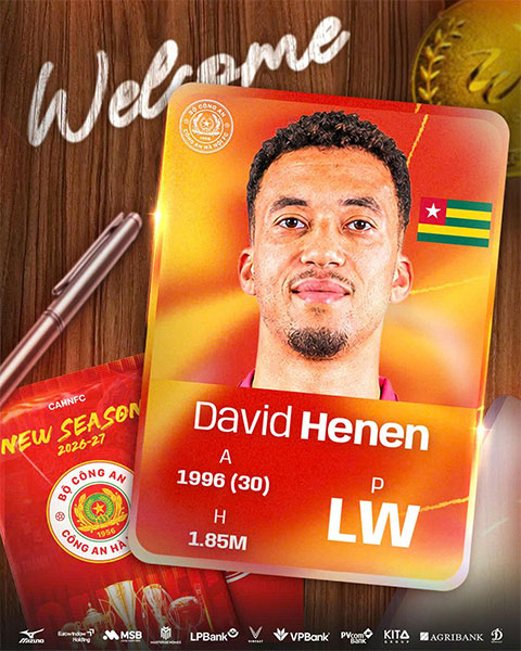 Tuyển thủ Togo - David Henen là tân binh mới nhất vừa gia nhập CAHN 