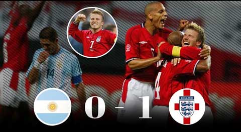 Beckham ghi bàn duy nhất trên chấm phạt đền giúp Anh đánh bại Argentina năm 2002 - Ảnh: FS Studios