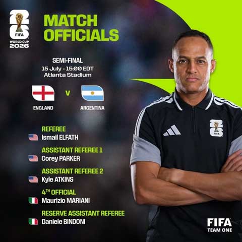 Tổ trọng tài điều khiển trận Anh vs Argentina - Ảnh: FIFA World Cup 