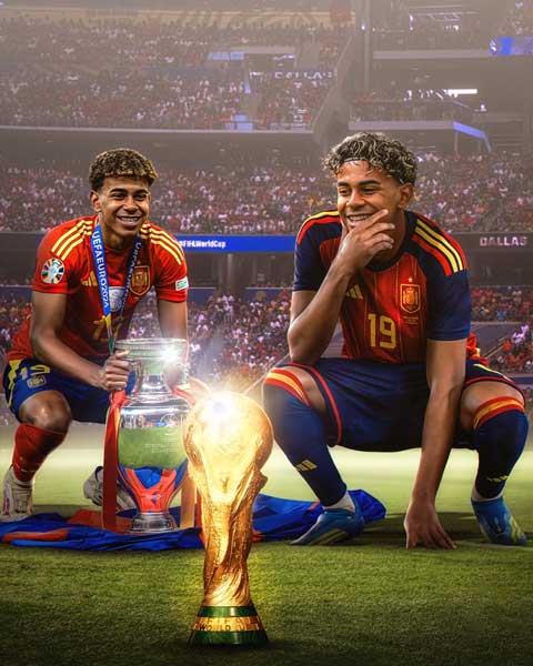 Yamal đã có chức vô địch EURO và đang hướng tới chức vô địch World Cup - Ảnh: @OneFootball