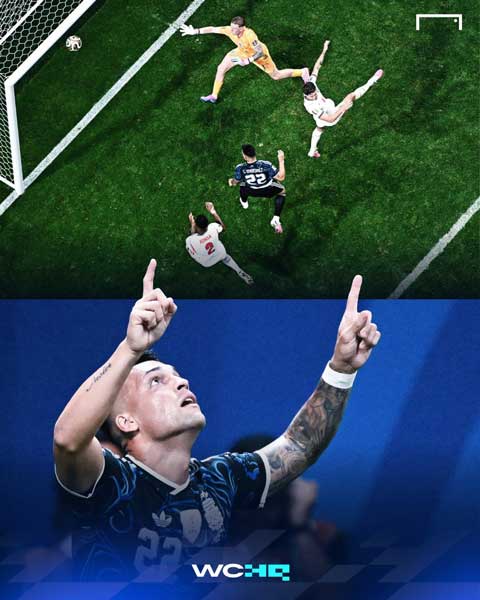 Lautaro ghi bàn quyết định giúp Argentina đánh bại Anh để vào chung kết - Ảnh: GOAL