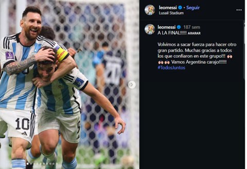 Bài đăng của Messi tại World Cup 2022