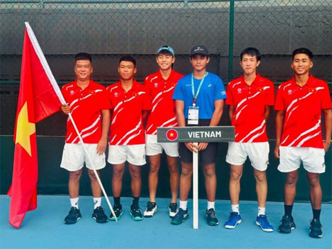 Đội tuyển quần vợt nam Việt Nam đã hoàn thành nhiệm vụ trụ hạng tại Davis Cup 2026. Ảnh: VTF