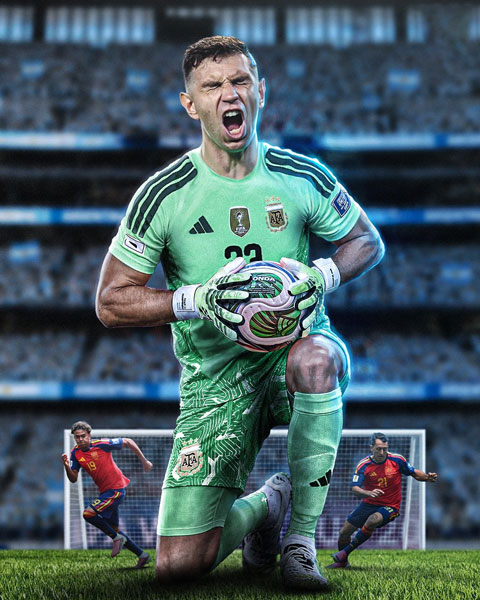 Những nỗ lực của Martinez không thể giúp Argentina thoát thua trước Tây Ban Nha - Ảnh: @brfootball