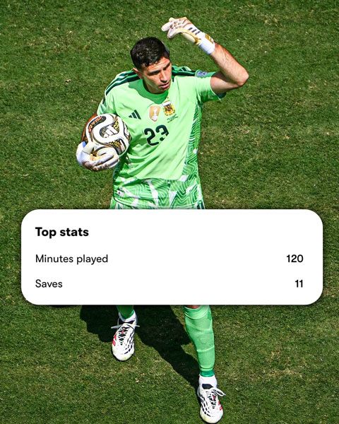 Martinez lập kỷ lục cứu thua nhiều nhất trong 1 trận chung kết World Cup (11 lần) - Ảnh: TNT Sports