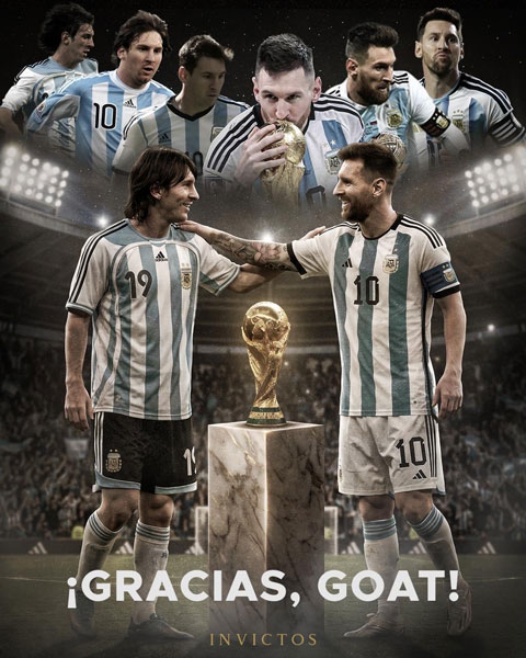 NHM bóng đá sẽ nhớ mãi Messi, một huyền thoại của World Cup nói riêng và cả lịch sử bóng đá nói chung - Ảnh: @InvictosSomos