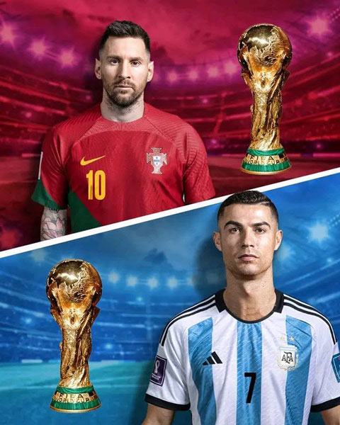 Liệu Ronaldo có thể vô địch World Cup với Argentina còn Messi làm điều tương tự với Bồ Đào Nha? - Ảnh: Sportskeeda