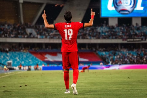 Niềm vui của Iihan Fandi  khi có bàn mờ tỷ số 