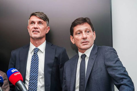Maldini (trái) và Leonardo đã rời cương vị tại LĐBĐ Italia