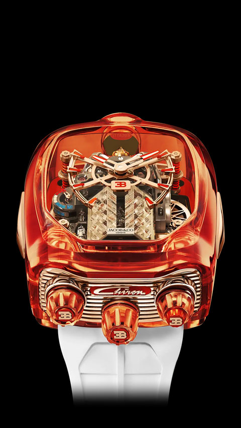 Mẫu đồng hồ Bugatti Chiron Tourbillon màu cam 