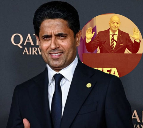 Chủ tịch PSG Nasser Al-Khelaifi là một đối thủ đáng ngại với Infantino trong cuộc đua giành chức chủ tịch FIFA nhiệm kỳ tới - Ảnh: The Dugout