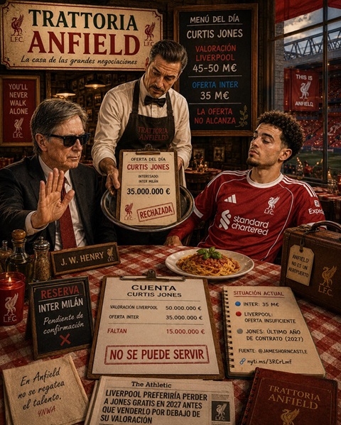 Inter trả giá 35 triệu euro cho Jones nhưng Liverpool muốn cao hơn