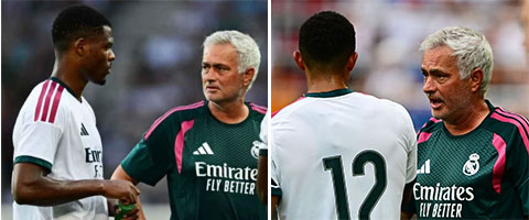 Mourinho chỉ bảo cầu thủ khá nhẹ nhàng - Ảnh: Getty Images