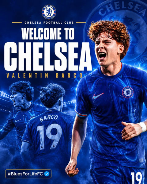 Chelsea chiêu mộ thành công Barco - Ảnh:  BLUES FOR LIFE FC