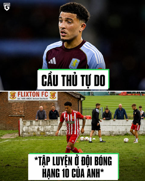 Sau khi chia tay Aston Villa và hết hợp đồng với MU, Sancho đã phải tập ở đội bóng hạng 10 của Anh - Ảnh: Goal