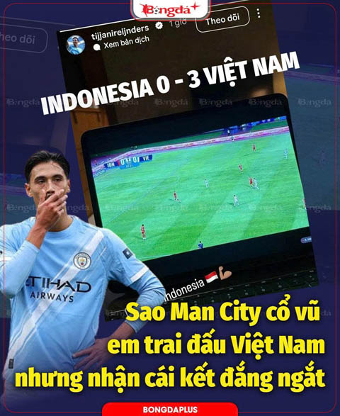  Tijjani Reijnders cổ vũ em trai và ĐT Indonesia nhưng không được như mong đợi