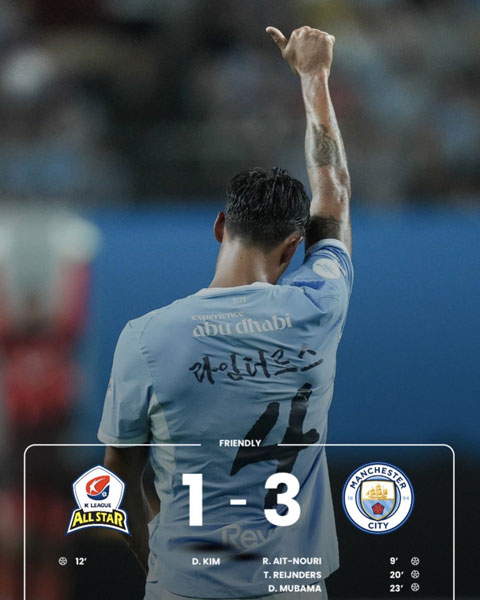 Man City đánh bại K-League All Stars với tỷ số 3-1 - Ảnh: @EtihadReport