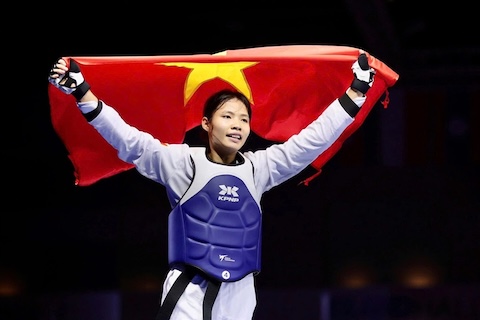 Bạc Thi Khiêm đang là hy vọng của Taekwondo Việt Nam tại ASIAD 2026. Ảnh: Nguyên Khang 