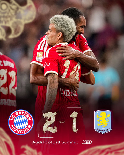 Bayern đánh bại Aston Villa với tỷ số 2-1 - Ảnh: @MediaBayernFR