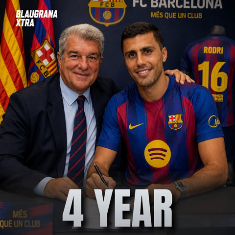 Rodri sẽ ký hợp đồng 4 năm với Barca - Ảnh: Blaugrana Xtra