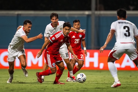 Các cầu thủ Singapore đã thi đấu hết mình ở trận hoà Indonesia. Ảnh: FAS