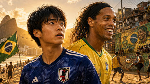 Nakamura thần tượng Ronaldinho và từng sang Brazil trải nghiệm bóng đá - Ảnh: AI