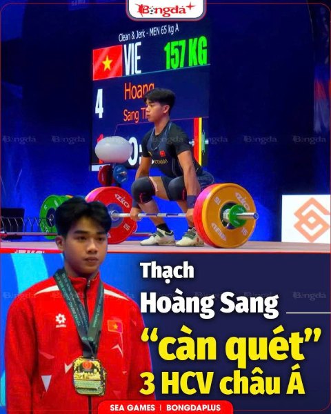 Thạch Hoàng Sang  hoàn tất cú hat-trick HCV ở hạng cân 65 kg nam tại giải trẻ châu Á